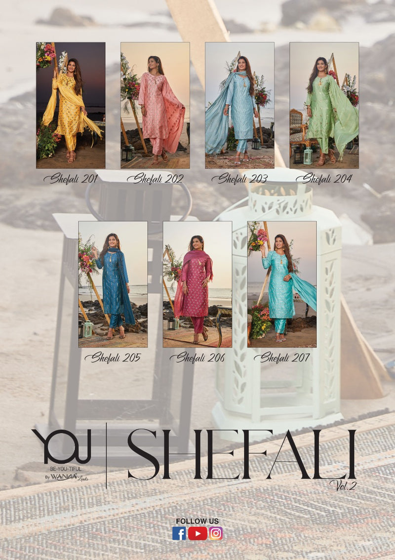 Wanna Shefali Chanderi With Printed Designer Stylish Festival Wear Kurti