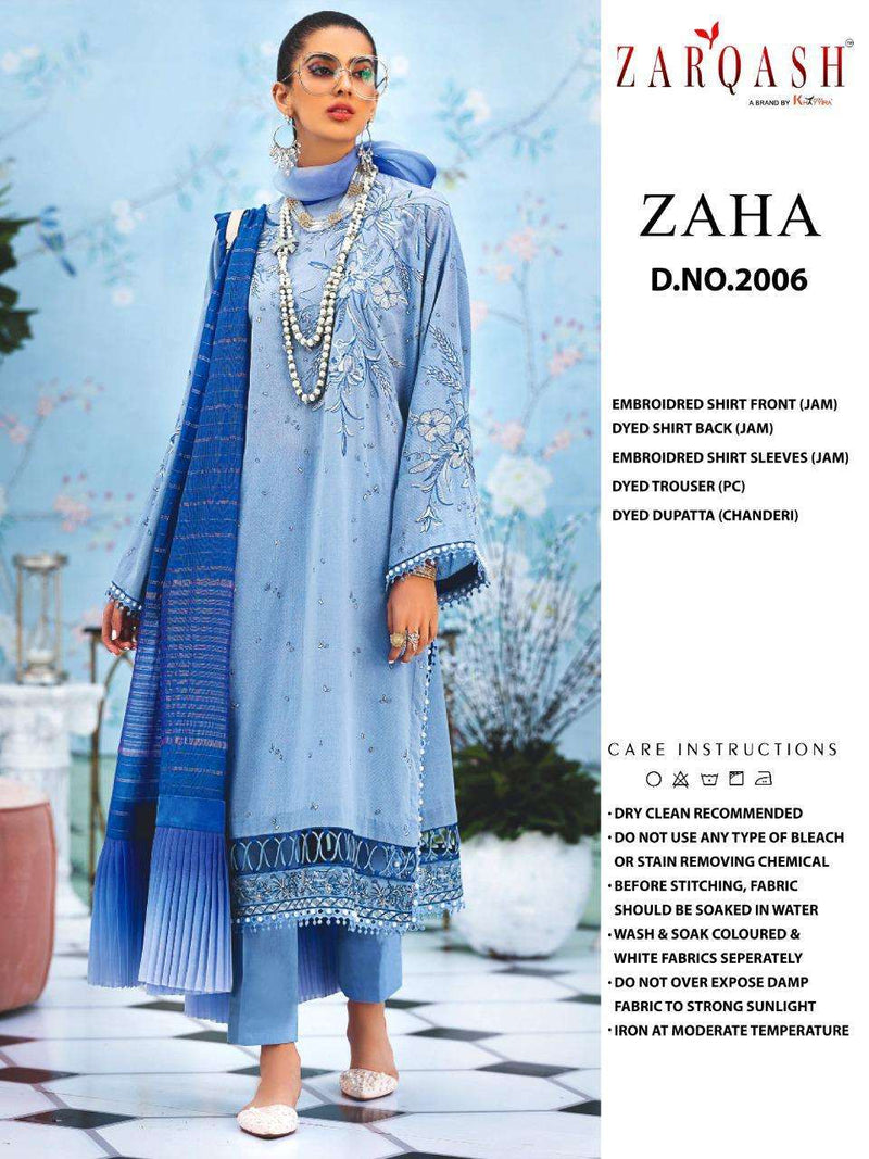 Zarqash Dno 2006 Jam Satin Cotton Stylish Designer Embroidery Wear Salwar Suit