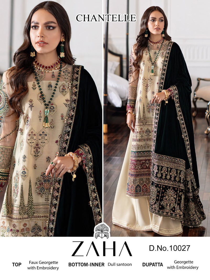 Zaha Chanterelle Dno 10027 Georgette Stylish Designer Hand Work Party Wear Salwar Suit
