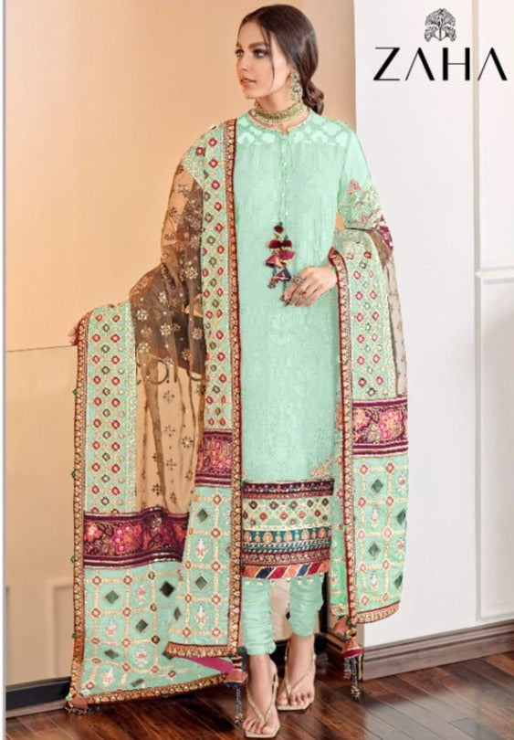 Zaha 10026 F Georgette With Heavy Embroidery Work Stylish Designer Party Wear Salwar Kameez