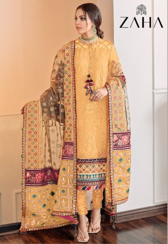 Zaha 10026 I Georgette With Heavy Embroidery Work Stylish Designer Party Wear Salwar Kameez