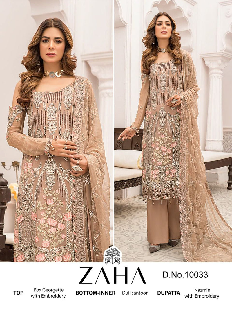 Zaha Dno 10033 Georgette With Beautiful Embroidery Work Stylish Designer Salwar Kameez