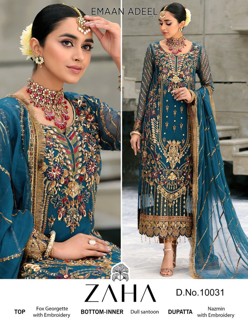 Zaha Dno 10031 Georgette With Heavy Embroidered Stylish Designer Party Wear Pakistani Style Salwar Suit