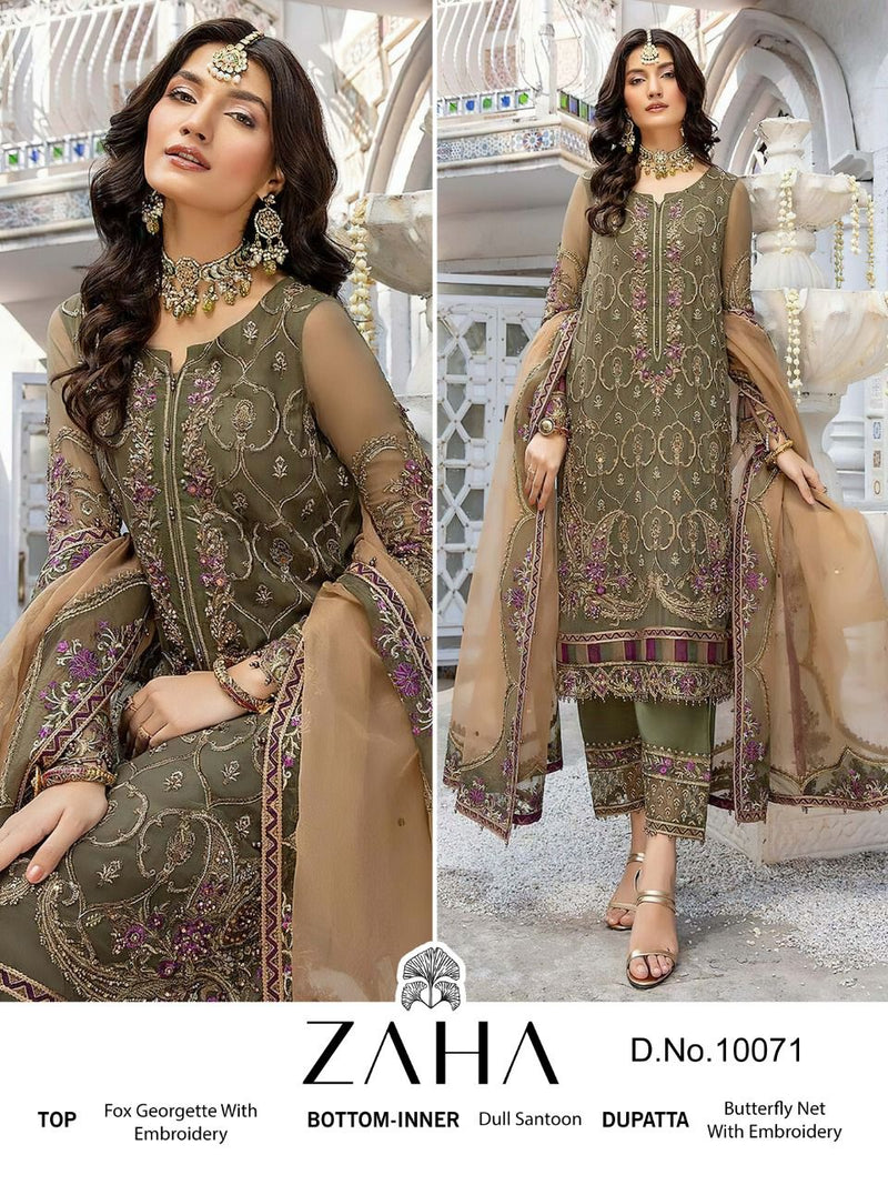 Zaha Dno 10071 Georgette With Heavy Embroidery Work Stylish Designer Pakistani Party Wear Salwar Kameez