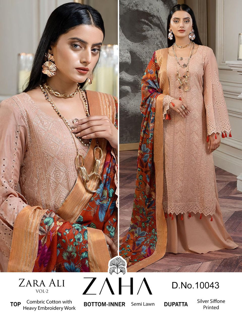 Zaha Dno 10043 Cambric Cotton With Heavy Embroidery Work Stylish Designer Attractive Look Salwar Kameez