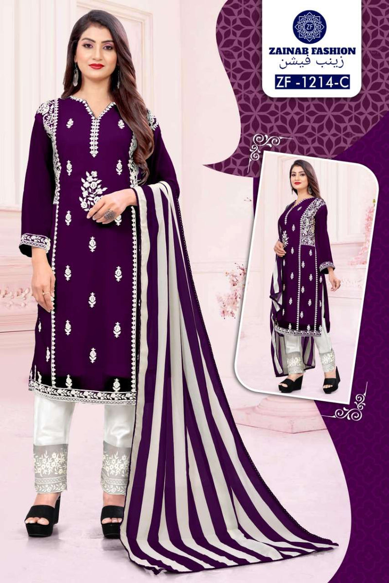 Zainab Fashion Dno 1214 A Georgette With Embroidered Stylish Designer Pakistani Style Kurti