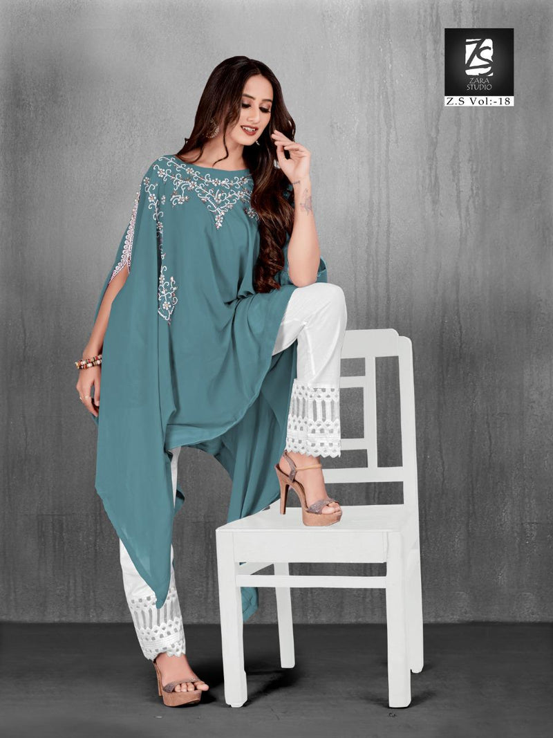 Zara Studio Z S Vol 18 Georgette Stylish Hand Work Designer Wear Kurti