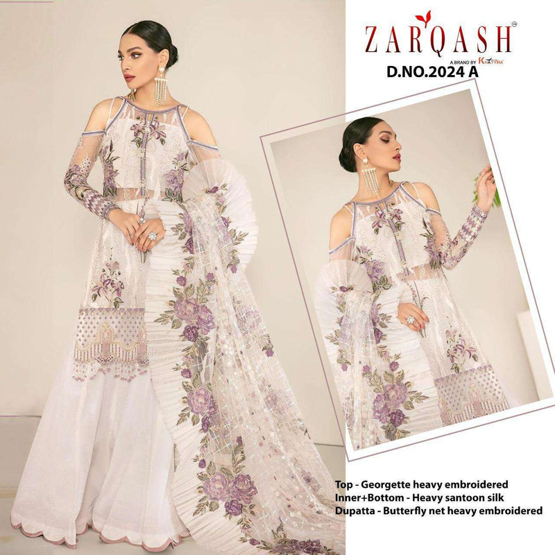 Zarqash Dno 2024 Georgette Stylish Embroidery Designer Wear Salwar Suit