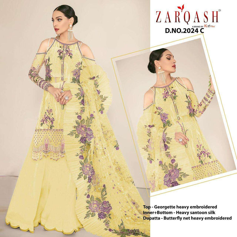 Zarqash Dno 2024 Georgette Stylish Embroidery Designer Wear Salwar Suit