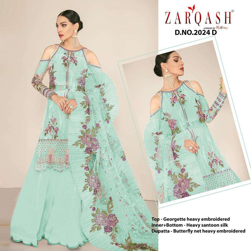 Zarqash Dno 2024 Georgette Stylish Embroidery Designer Wear Salwar Suit