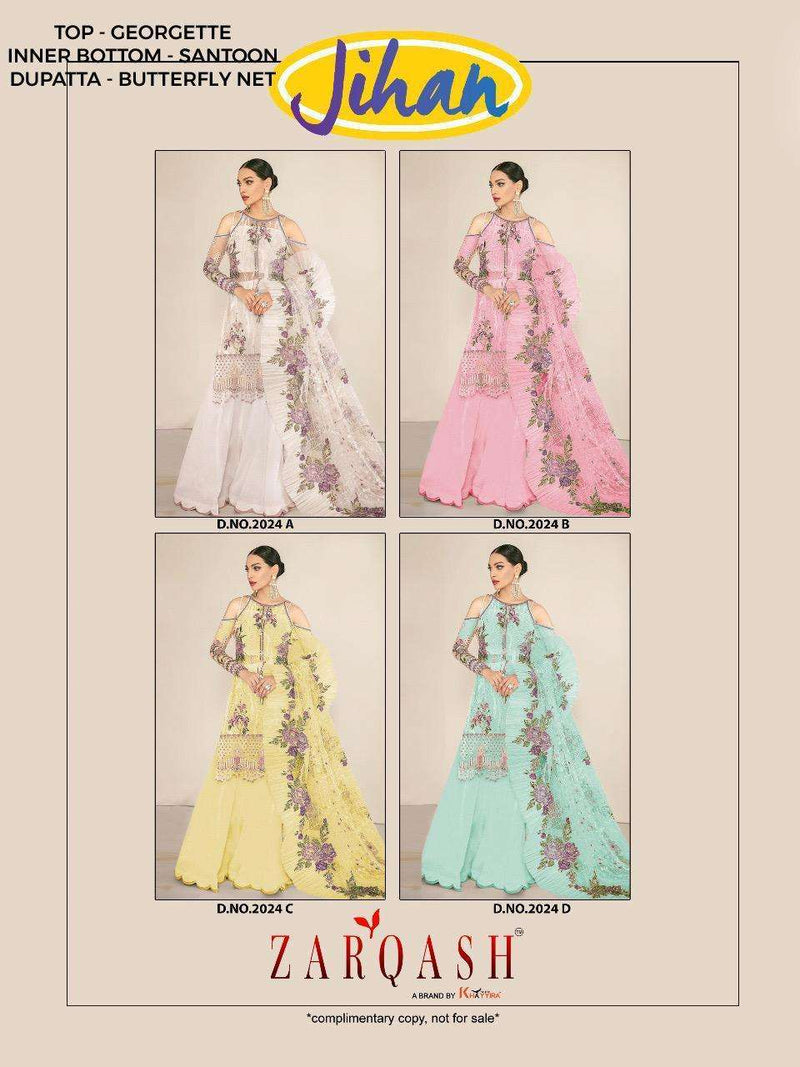 Zarqash Dno 2024 Georgette Stylish Embroidery Designer Wear Salwar Suit