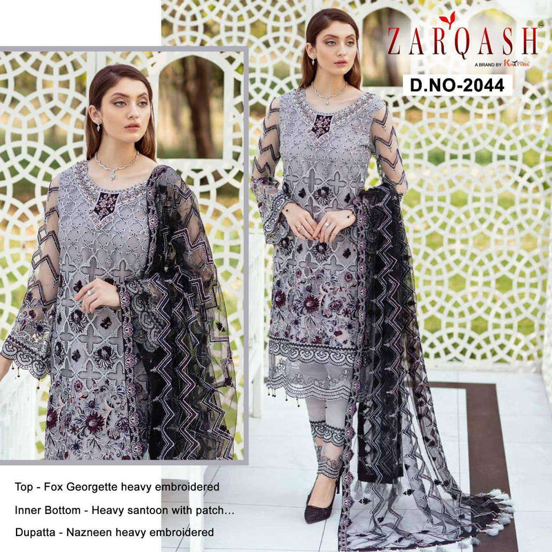 Zarqash Dno 2044 Georgette Net Stylish Embroidery Designer Wear Pakistani Salwar Suit