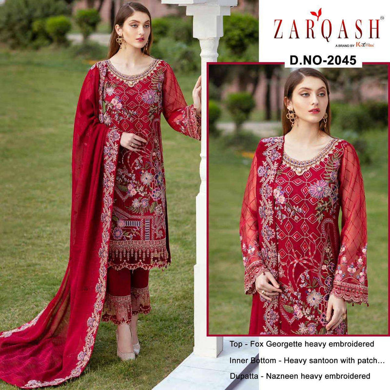 Zarqash Dno 2045 Georgette Net Stylish Embroidery Designer Wear Pakistani Salwar Suit