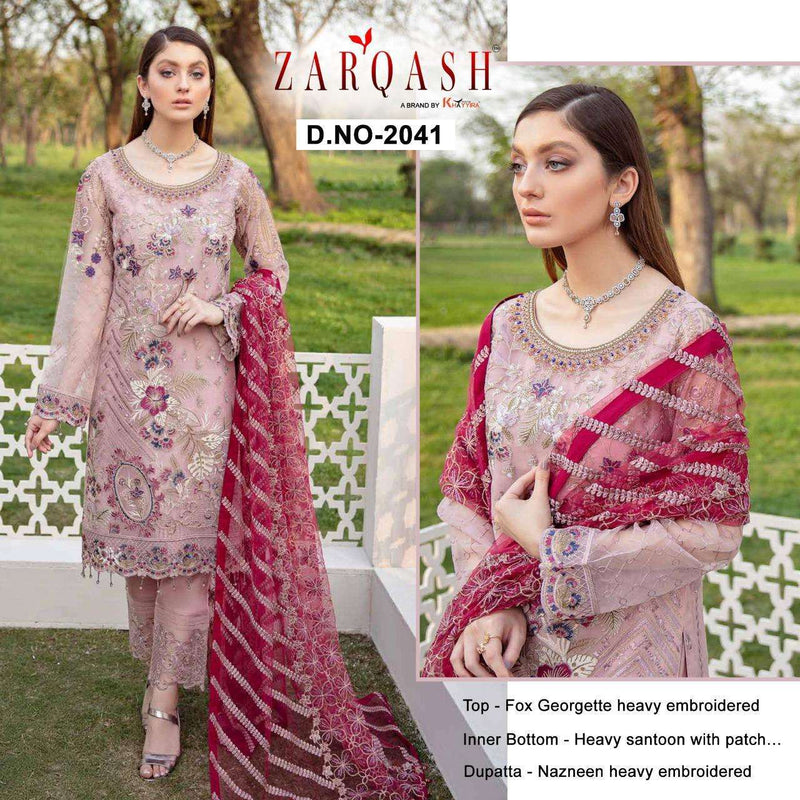 Zarqash Dno 2041 Georgette Net Stylish Embroidery Designer Wear Pakistani Salwar Suit