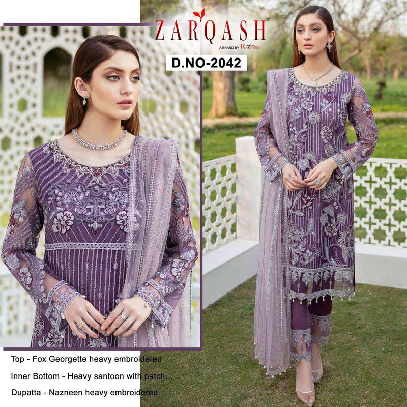 Zarqash Dno 2042 Georgette Net Stylish Embroidery Designer Wear Pakistani Salwar Suit
