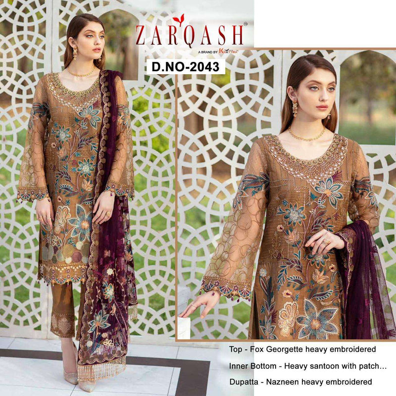 Zarqash Dno 2043 Georgette Net Stylish Embroidery Designer Wear Pakistani Salwar Suit
