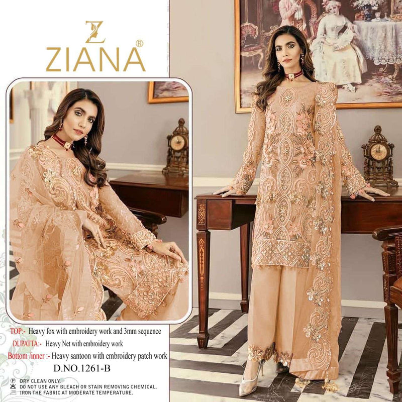 Ziana Dno 1261 A Fox Georgette With Heavy Embroidered Work Stylish Designer Pakistani Style Salwar Suit