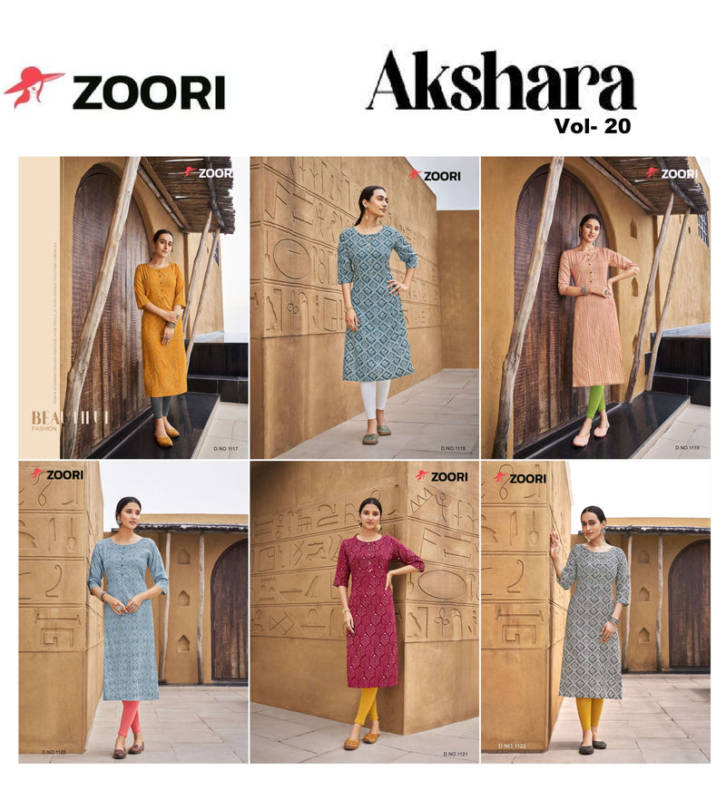 Zoori Akshara Vol 20 Rayon Printed Daily Wear Kurti