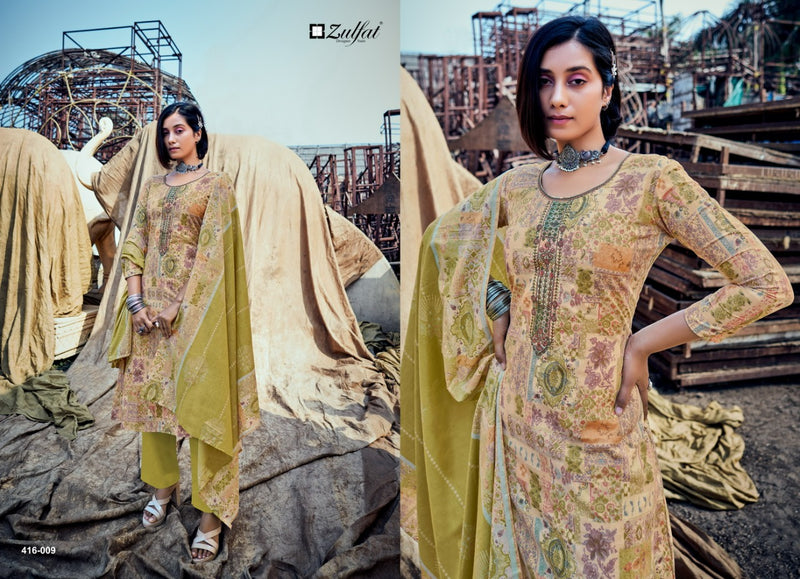 Zulfat Designer Shades Cotton Stylish Designer Printed Casual Wear Salwar Suit