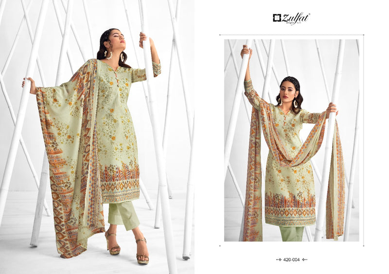 Zulfat Designer Suit Shaheen Pure Cotton Stylish Designer Casual Wera Floral Print Salwar Suit