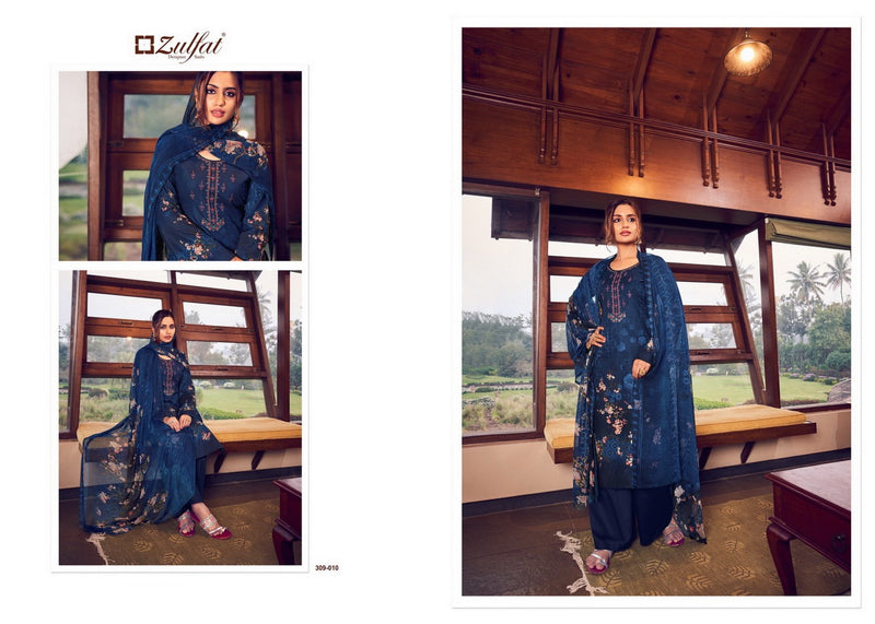 Zulfat Designer Suits Aakruti Pure Cotton Digital Print With Heavy Embroidery Work Salwar Kameez