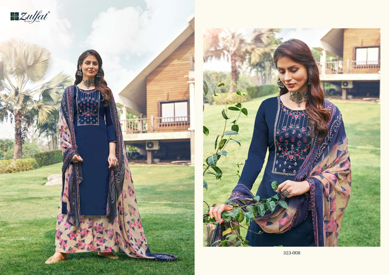 Zulfat Designer Suits Mohini Pure Heavy Jam Cotton Embroidery Work Stylish Designer Salwar Kameez