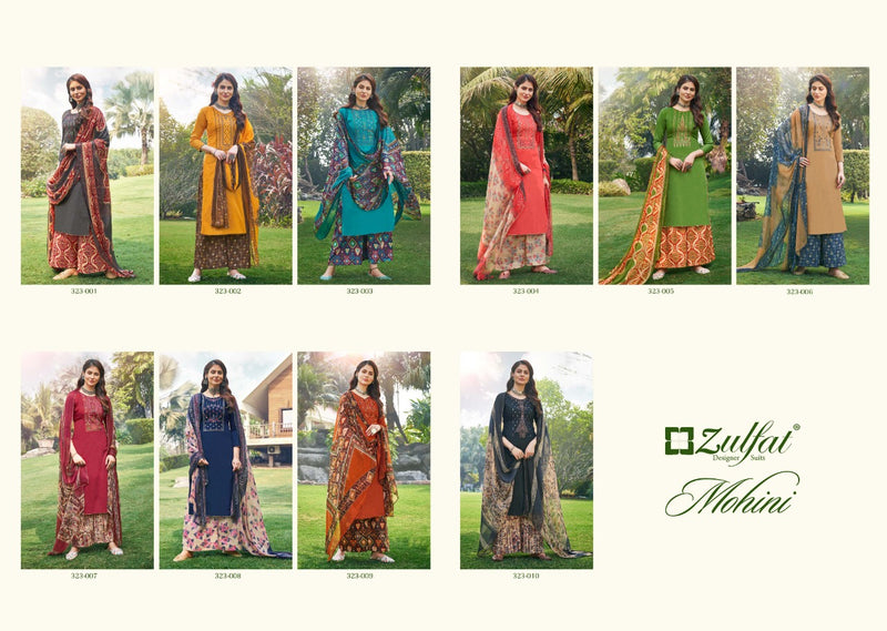 Zulfat Designer Suits Mohini Pure Heavy Jam Cotton Embroidery Work Stylish Designer Salwar Kameez